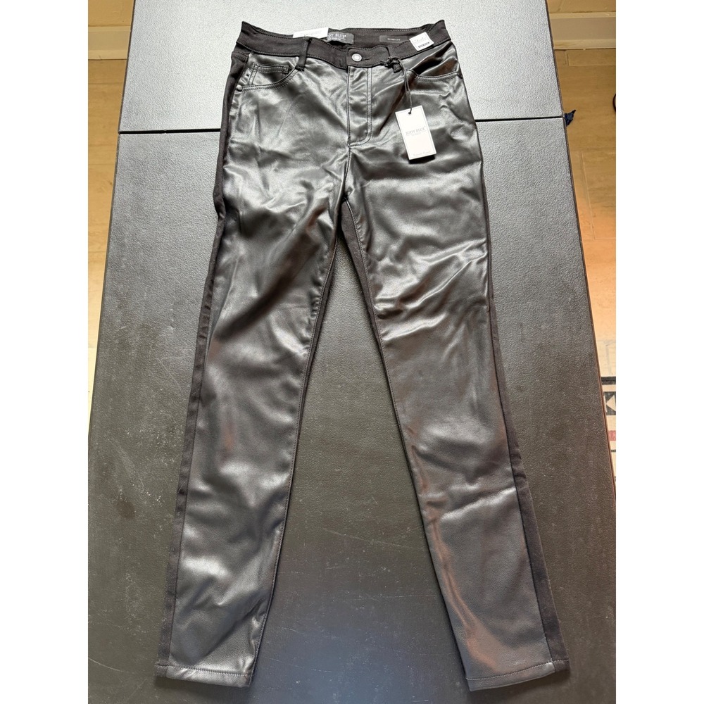 Judy Blue Faux Leather Front Skinny Jeans Black High Waist JB88810 BK Size 7/28